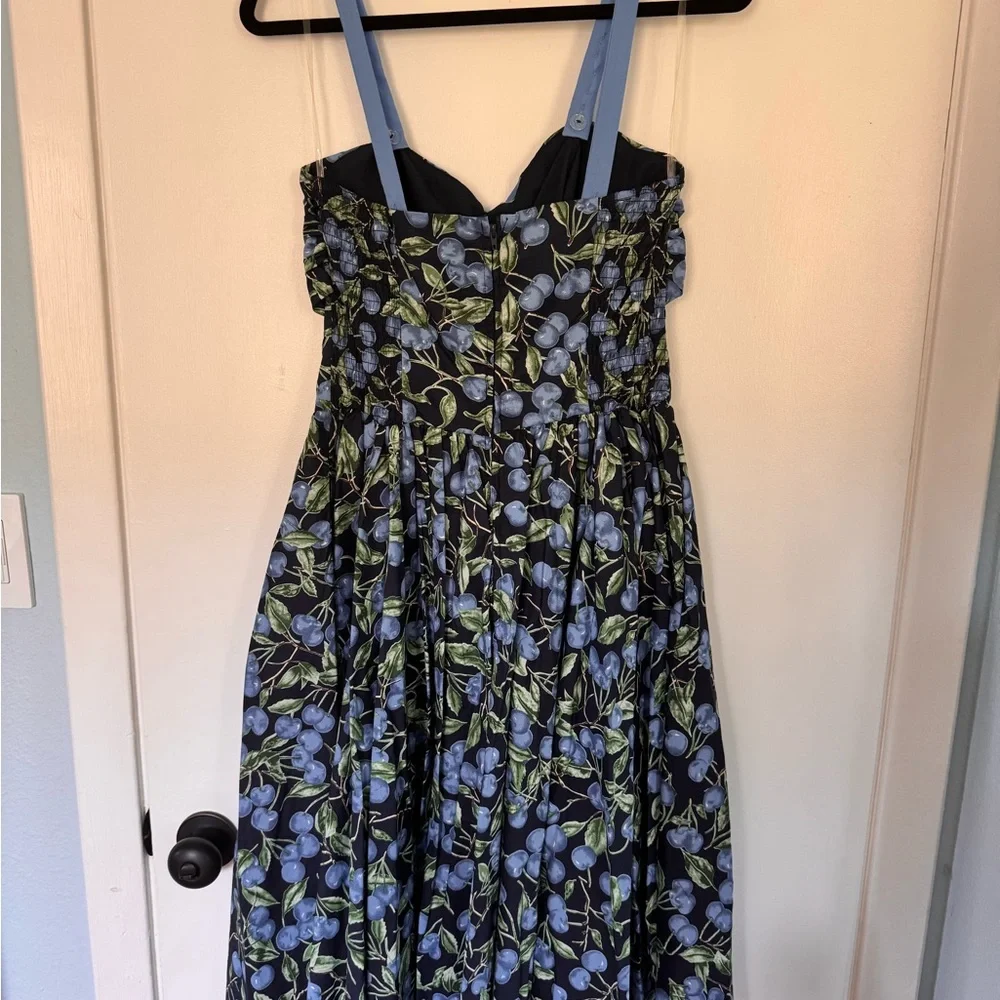 Unique Vintage x Golightly Navy & Blue Cherry Pinup Swing Dress - Picture 2 of 2